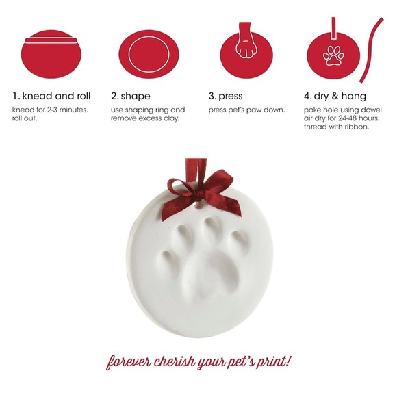 Pearhead Pet Pawprint Round Hanging Clay Ornament Kit Christmas Holiday Keepsake - Picture 3 of 10